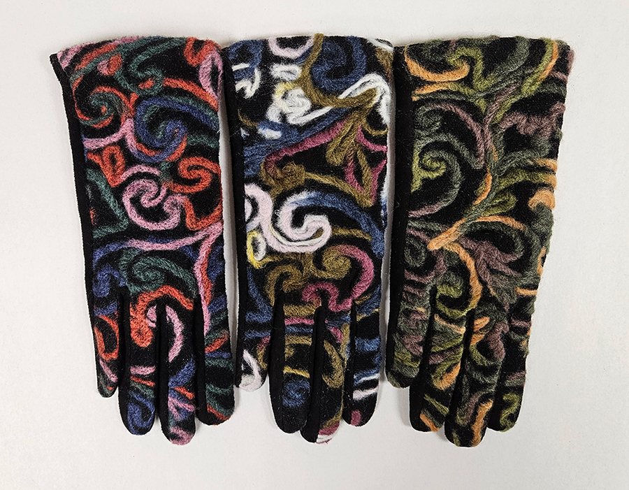 E Touch Glove with Colorful Abstract Yarn Design